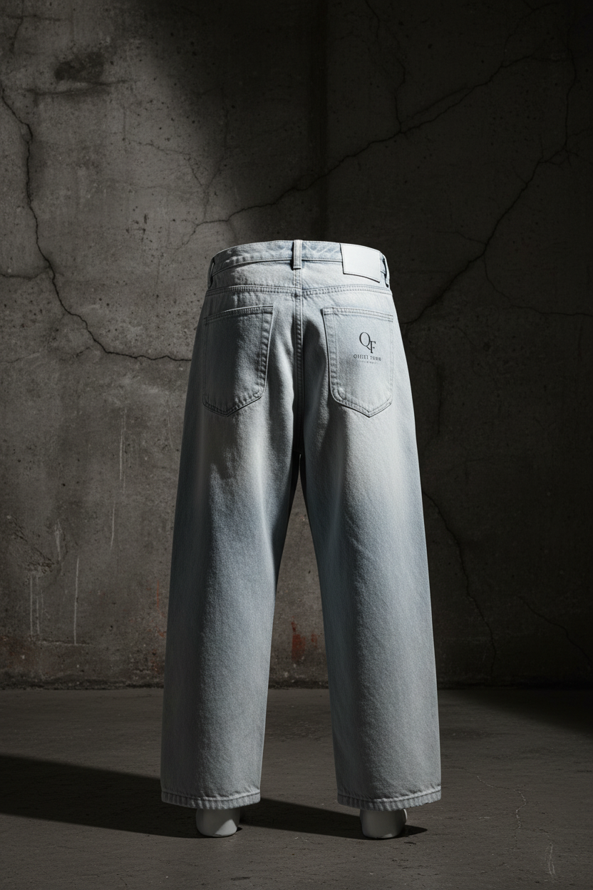 Relaxed Wide-Leg Jeans — Washed Denim
