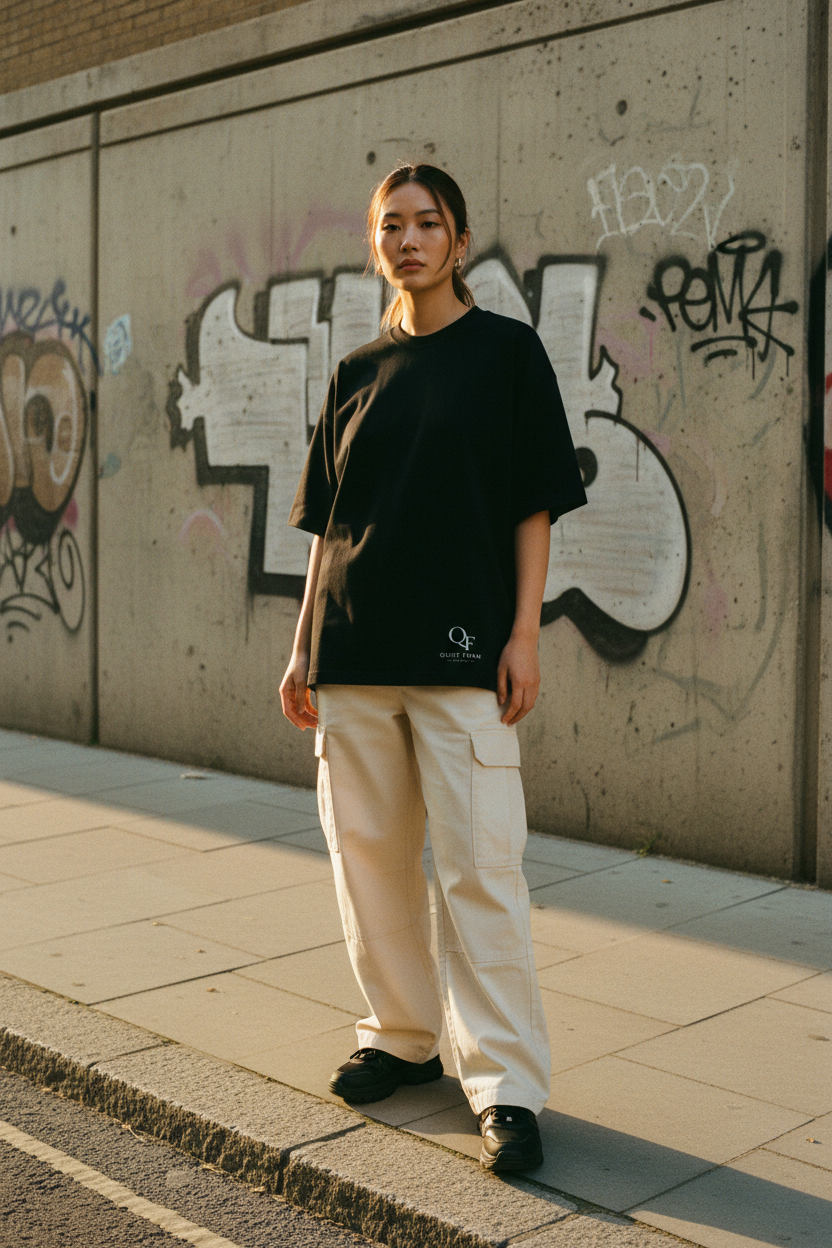 Urban Girl Oversized Cropped Tee — 250GSM Combed Cotton