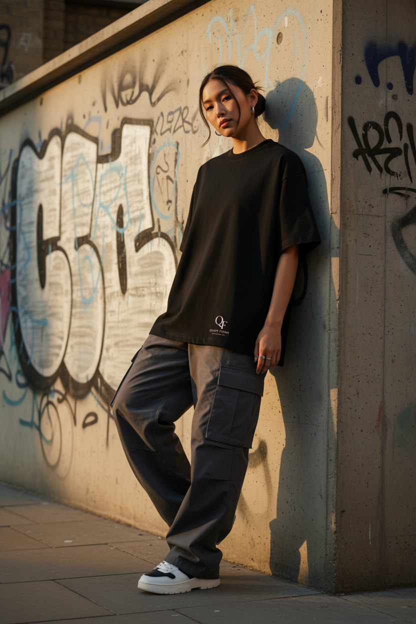 Urban Girl Oversized Cropped Tee — 250GSM Combed Cotton