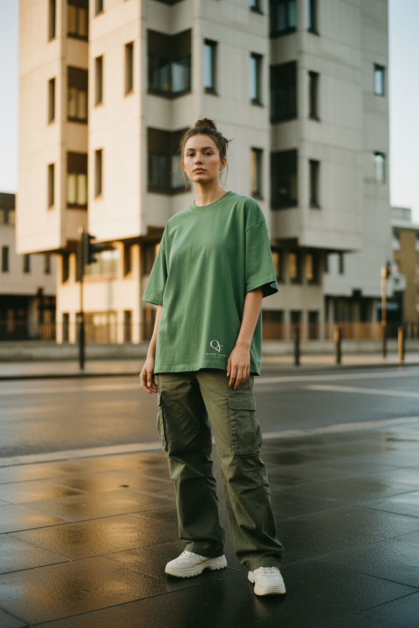 Urban Girl Oversized Cropped Tee — 250GSM Combed Cotton