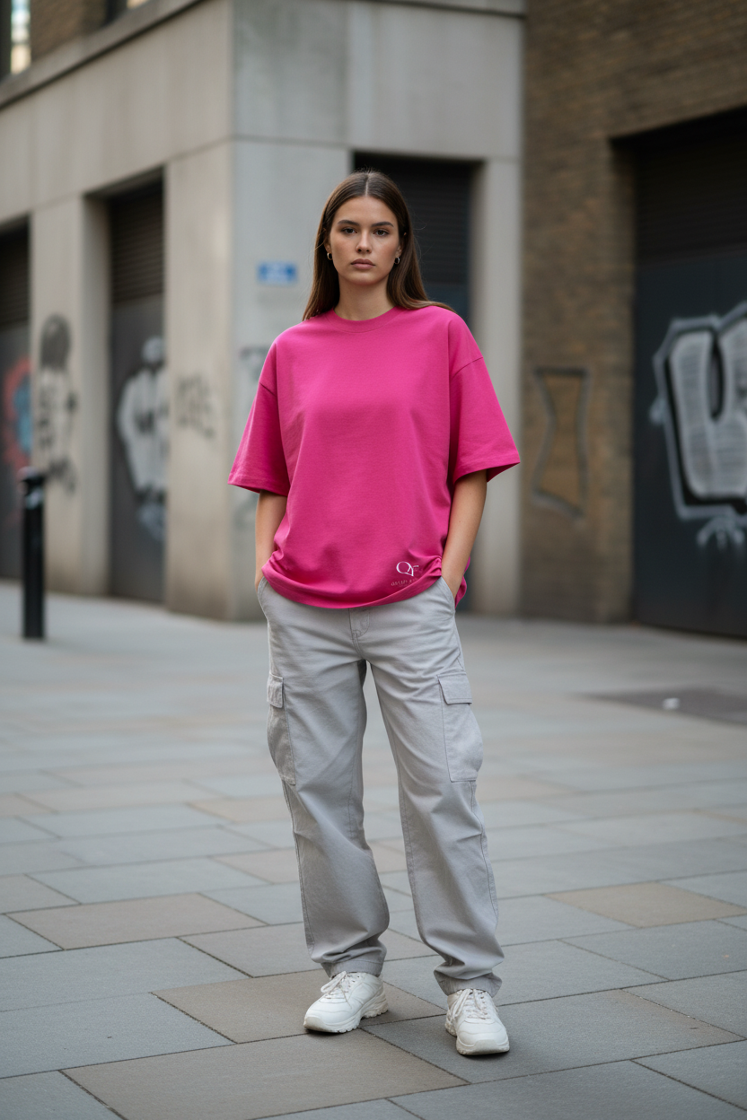 Urban Girl Oversized Cropped Tee — 250GSM Combed Cotton
