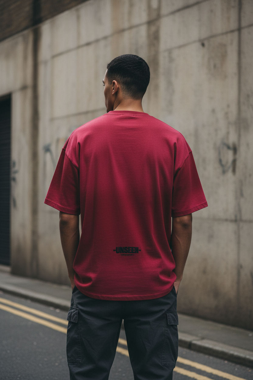 UNSEEN Washed Tie-Dye Oversized Tee — Red