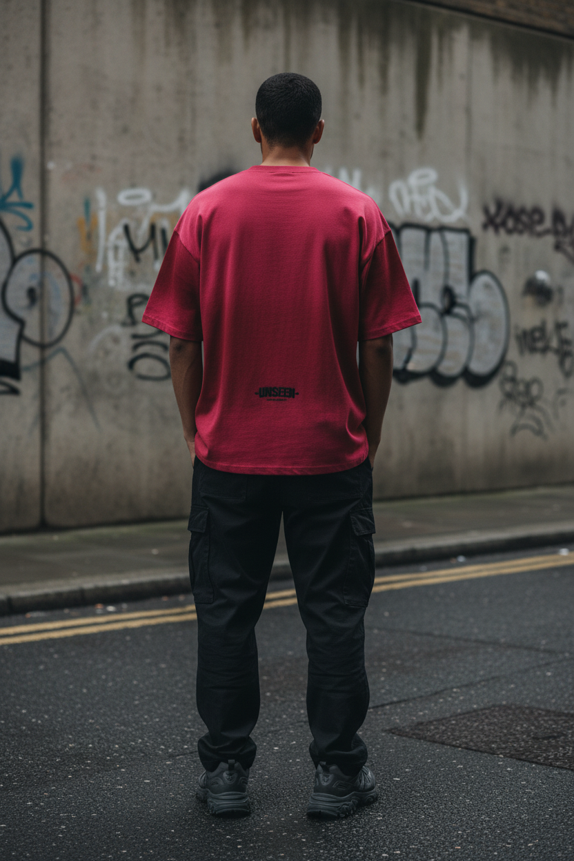 UNSEEN Washed Tie-Dye Oversized Tee — Red