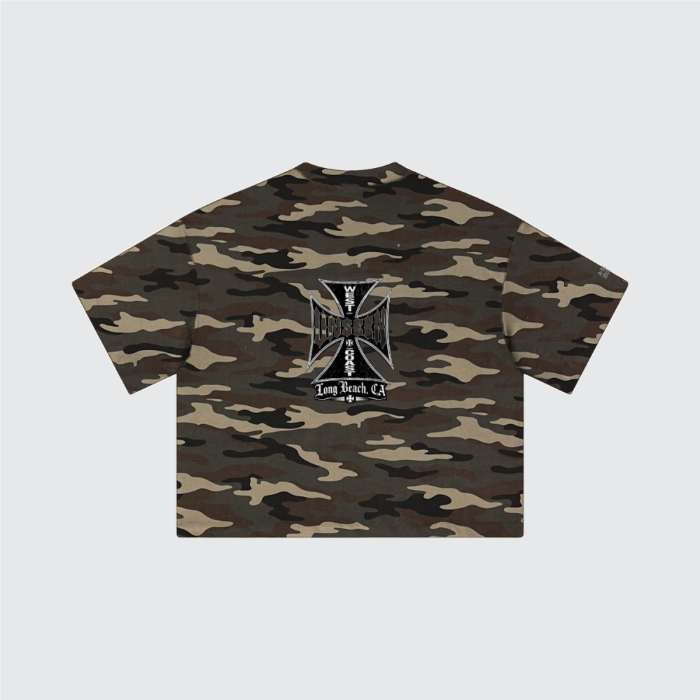 Heavyweight Boxy Cropped Camo Tee — 270GSM