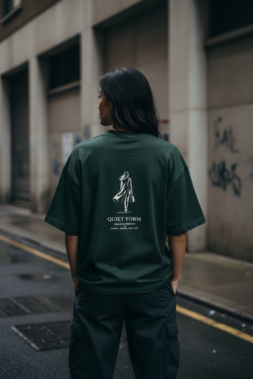 Quiet Form Cropped Oversized T-Shirt — 280GSM Heavyweight Cotton