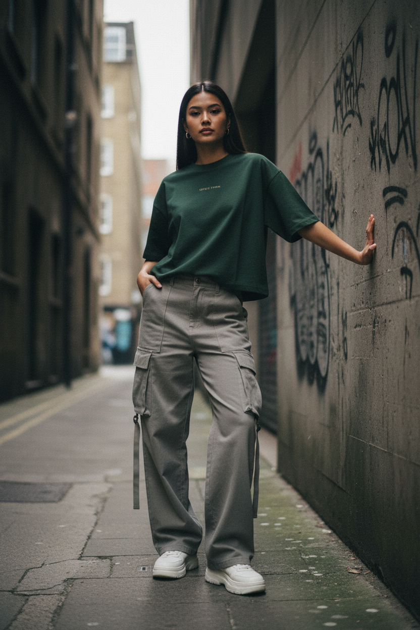 Quiet Form Cropped Oversized T-Shirt — 280GSM Heavyweight Cotton
