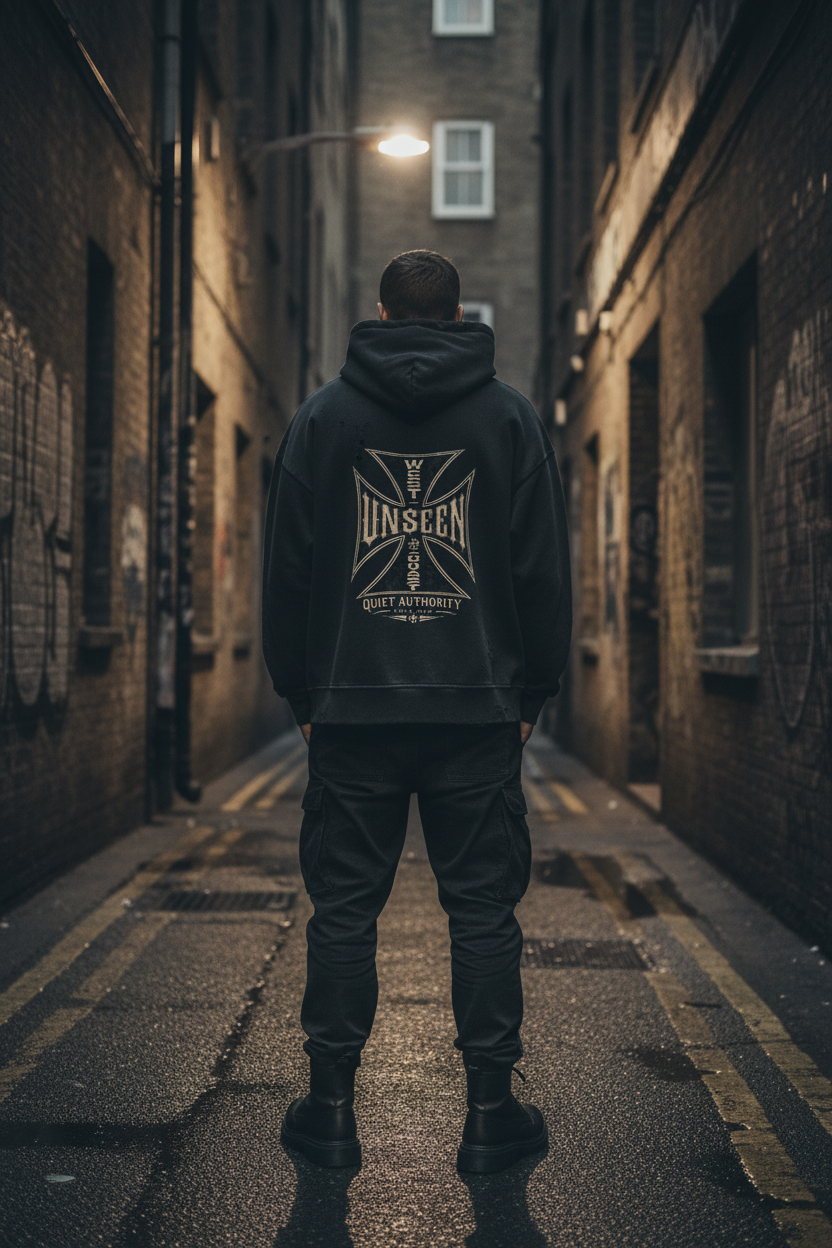 UNSEEN Dystopian Zip-Up Hoodie — 420GSM Heavyweight Washed Fleece