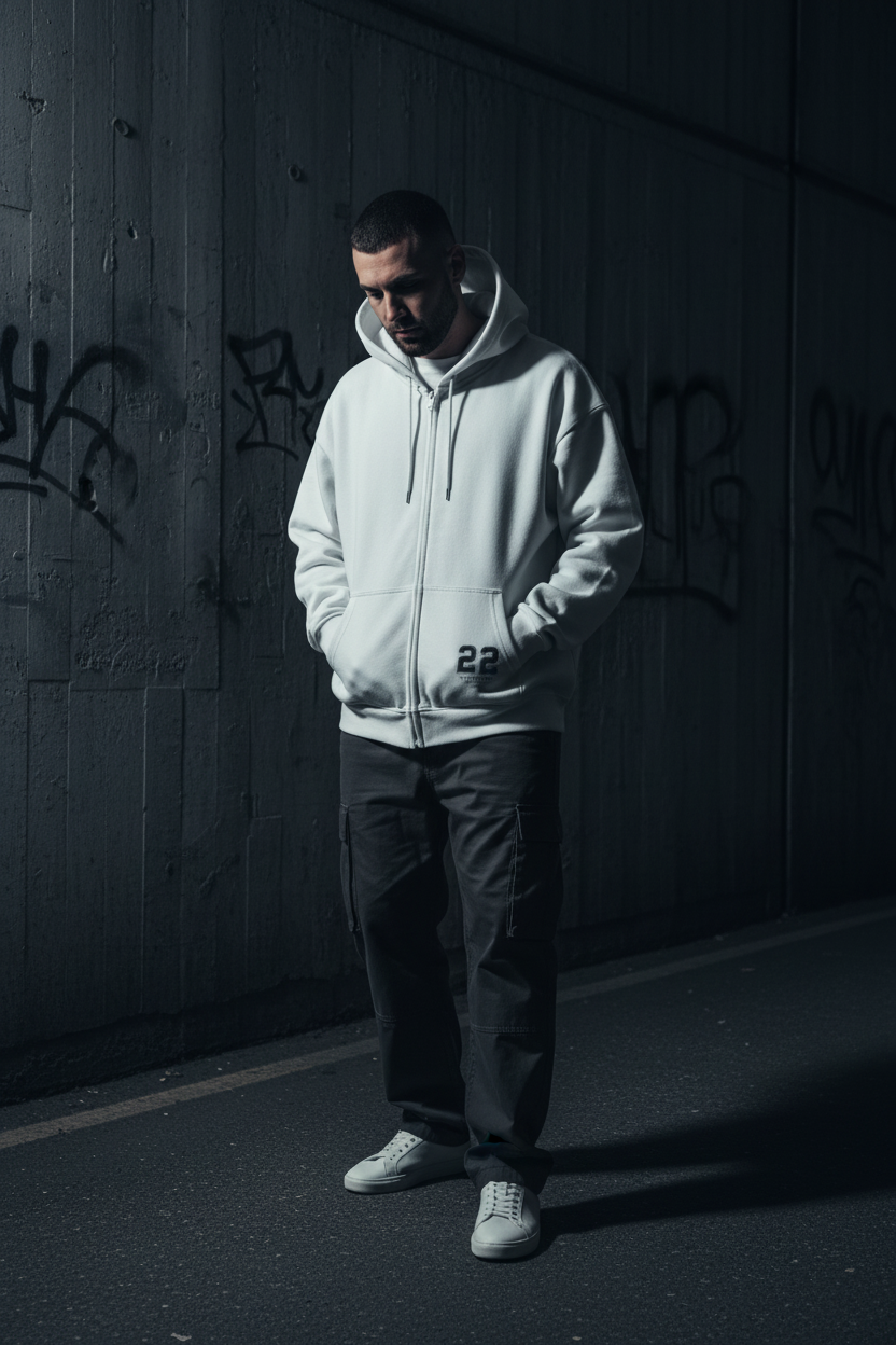 Cropped Oversized Zip-Up Hoodie — 460 GSM Heavyweight