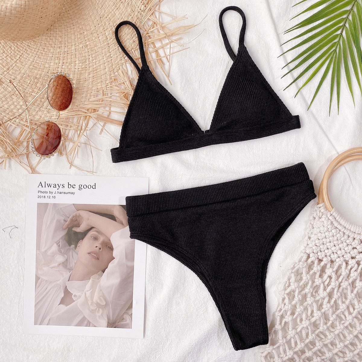 Spaghetti Strap Ribbed Bikini Set - Premium Swimwear from Trendsi - Just $17.89! Shop now at Craftklart.store