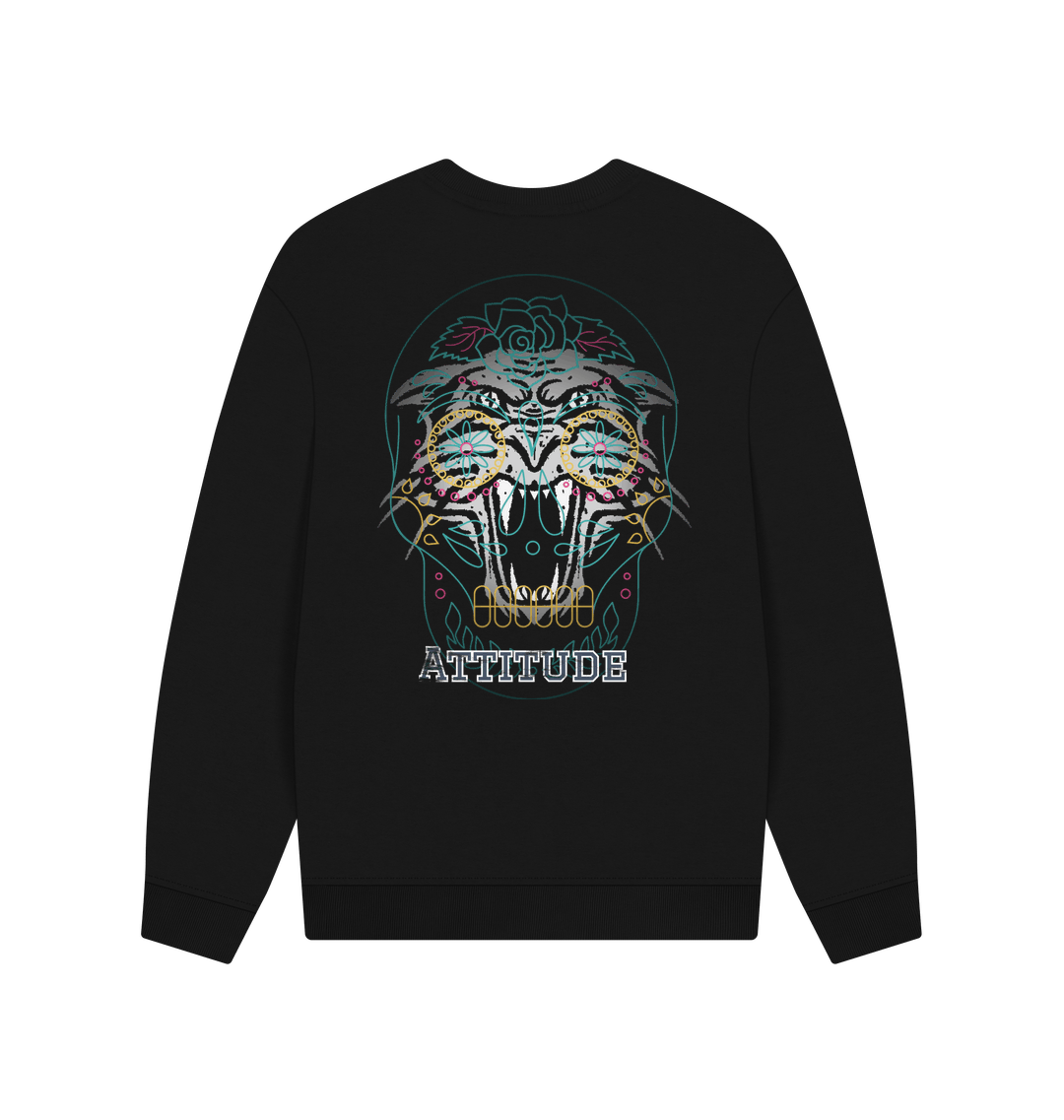Black Printed Sweater Back