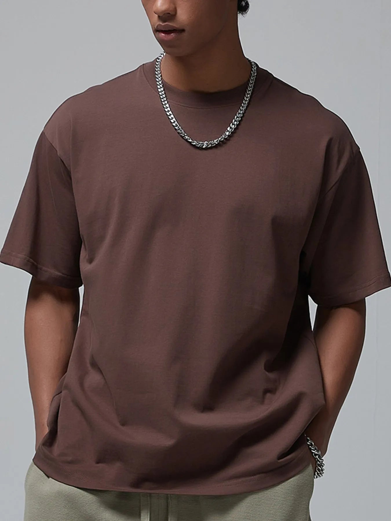 Men's Oversized Casual Round Neck T-Shirt - Premium T-Shirt from Trendsi - Just $23.19! Shop now at Craftklart.store