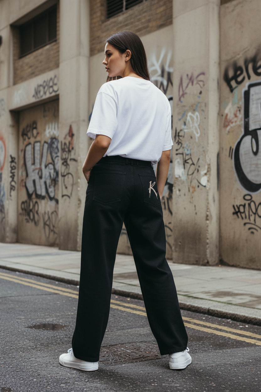 Belted Barrel-Leg Chino Pants
