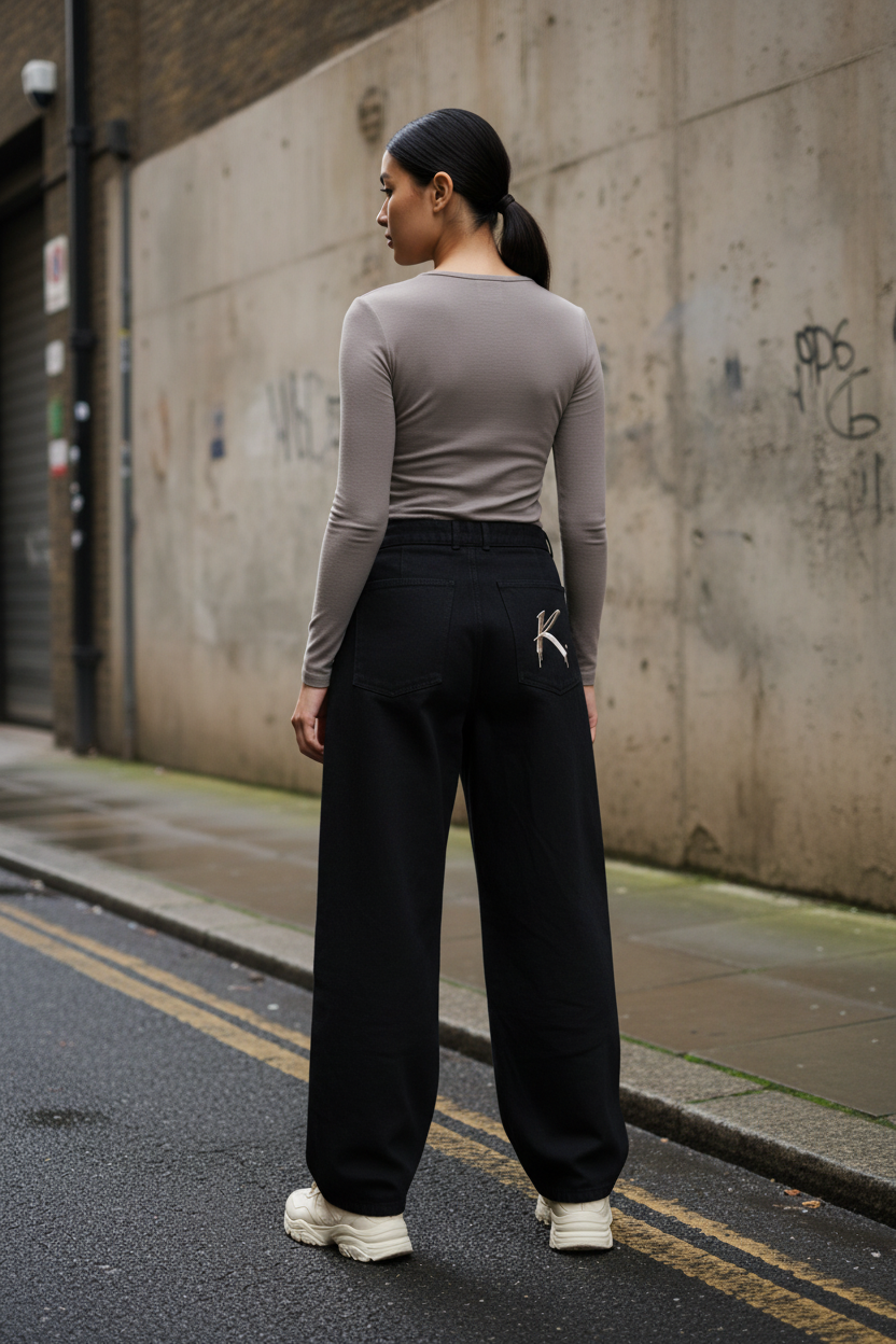 Belted Barrel-Leg Chino Pants