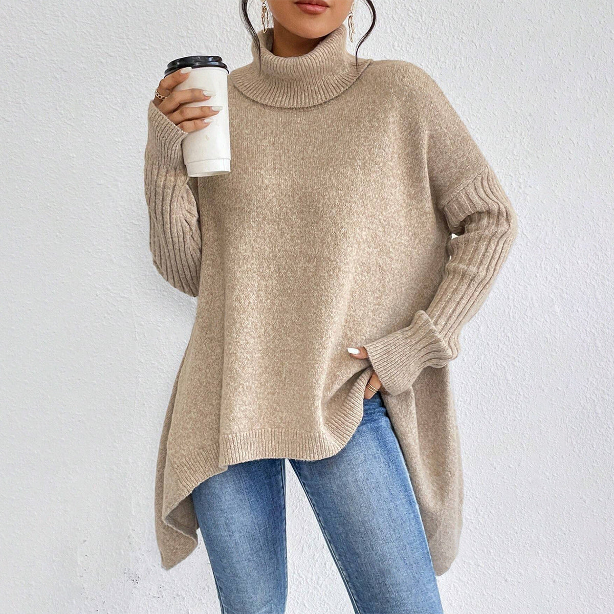 Irregular Turtleneck Sweater