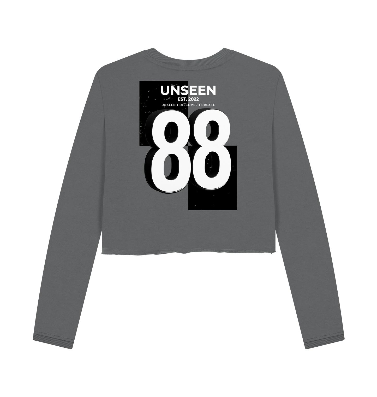 Slate Grey Printed Boxy Jumpers Back