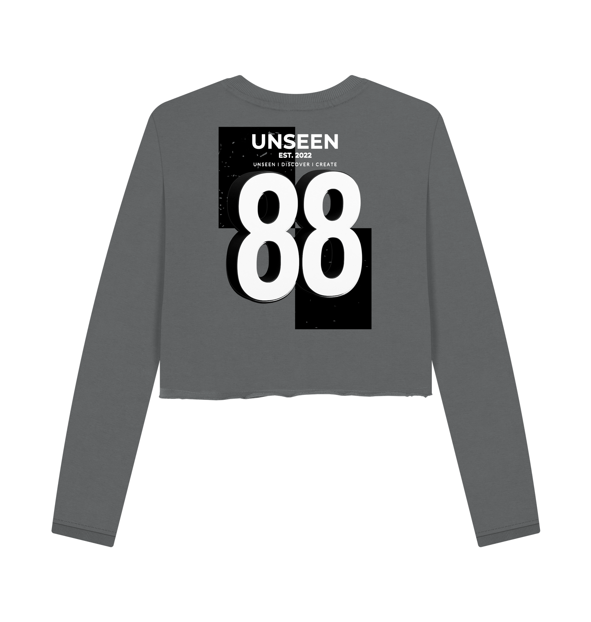 Slate Grey Printed Boxy Jumpers Back