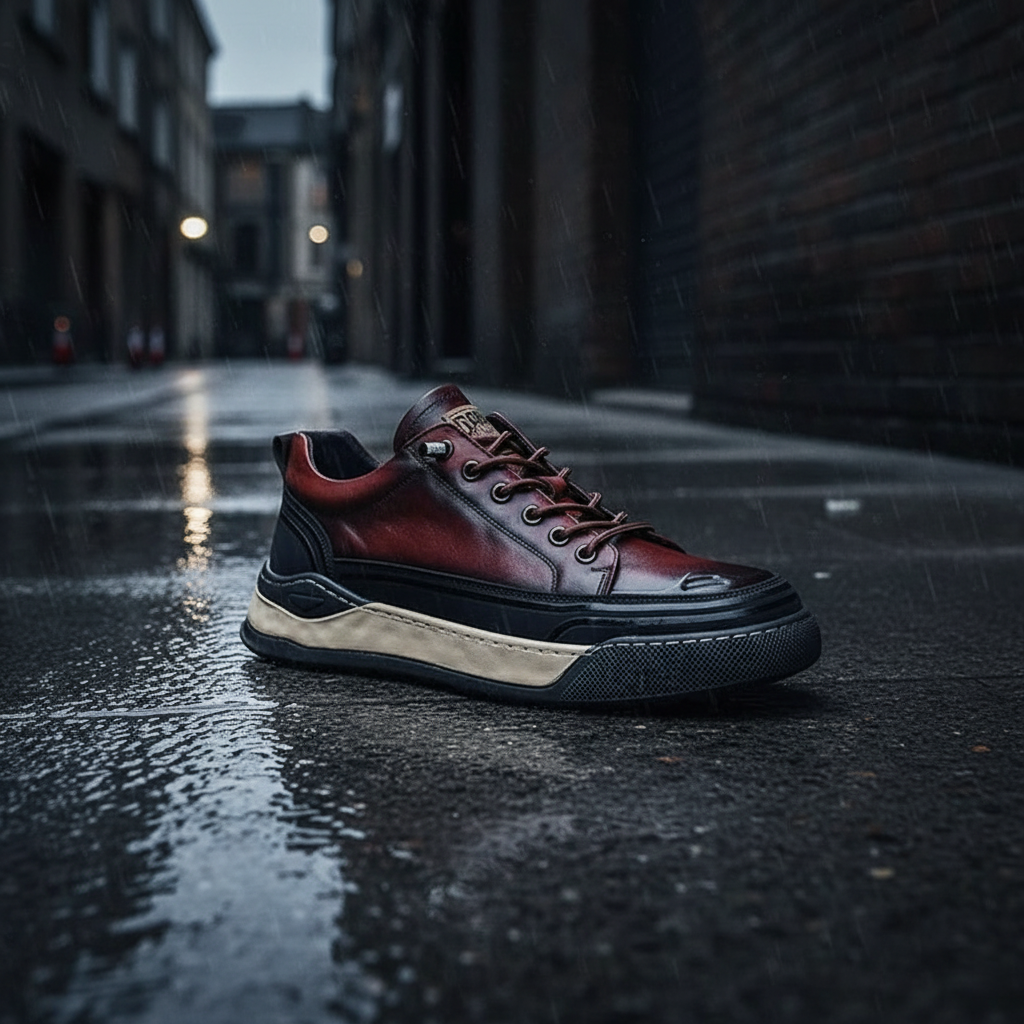 Craftklart Genuine Leather Sneakers – Men's Lace-Up Sport Casual Shoes