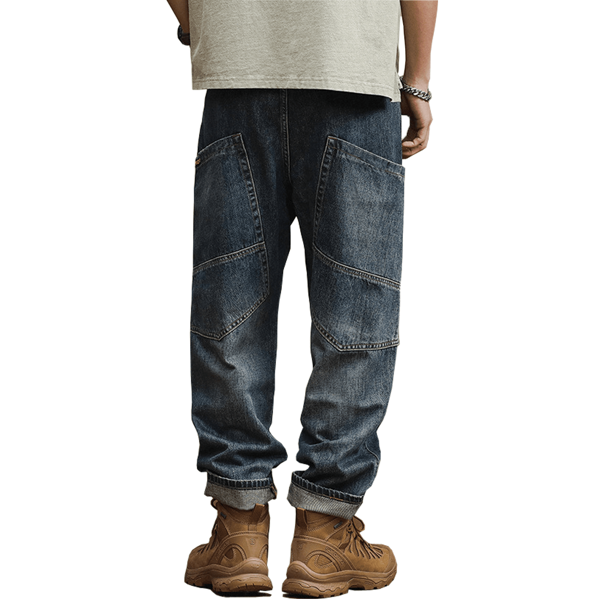 Unisex Loose-Fit Harem Cargo Denim Jeans