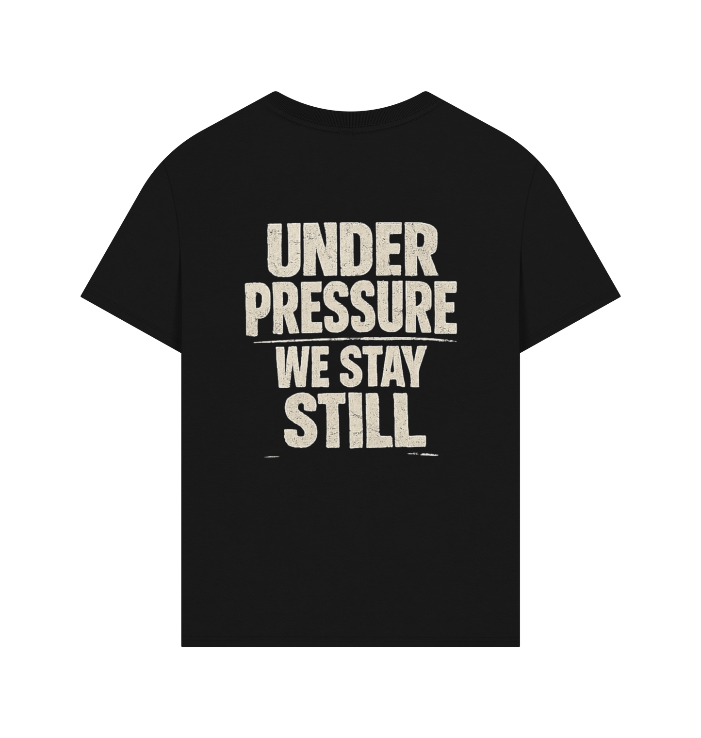 Craftklart Still No Noise organic oversized printed T-shirt with bold graphic design on soft fabric, casual unisex style.