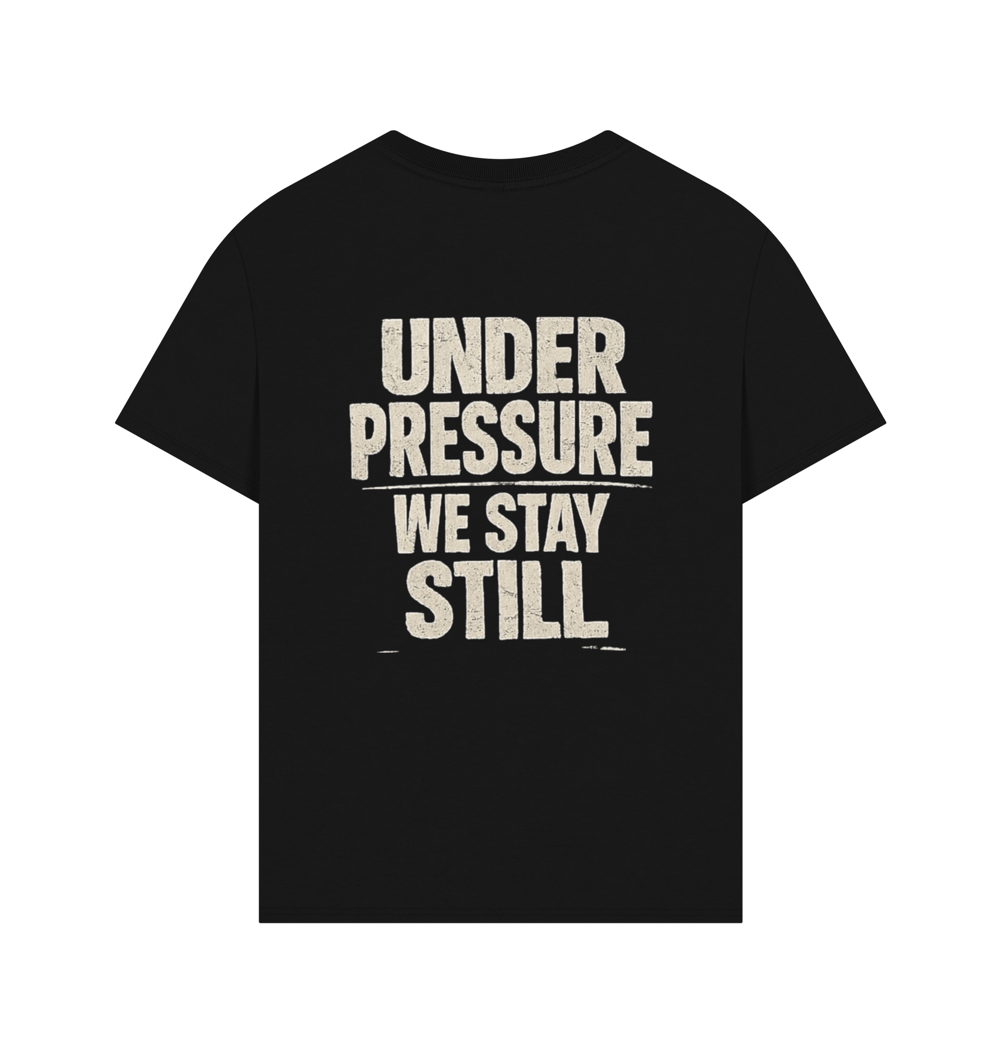 Craftklart Still No Noise organic oversized printed T-shirt with bold graphic design on soft fabric, casual unisex style.