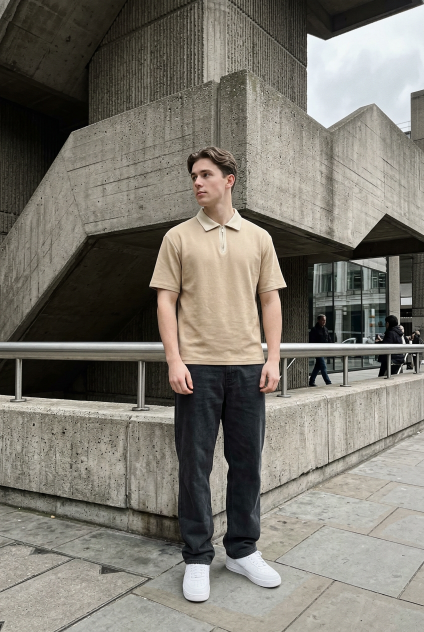 Urban Block Quarter-Zip Polo Shirt