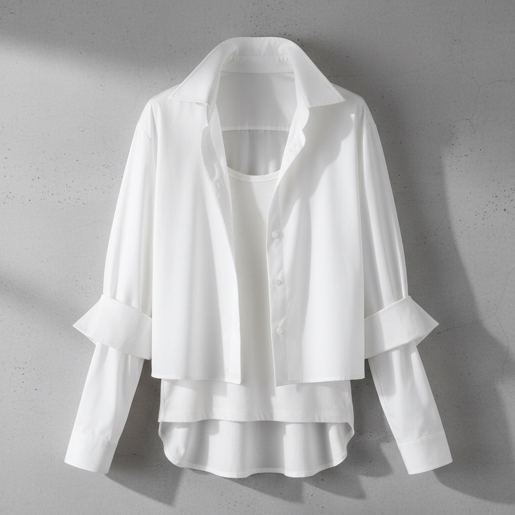 Polo Collar Long Sleeve Shirt — Clean Minimal Streetwear
