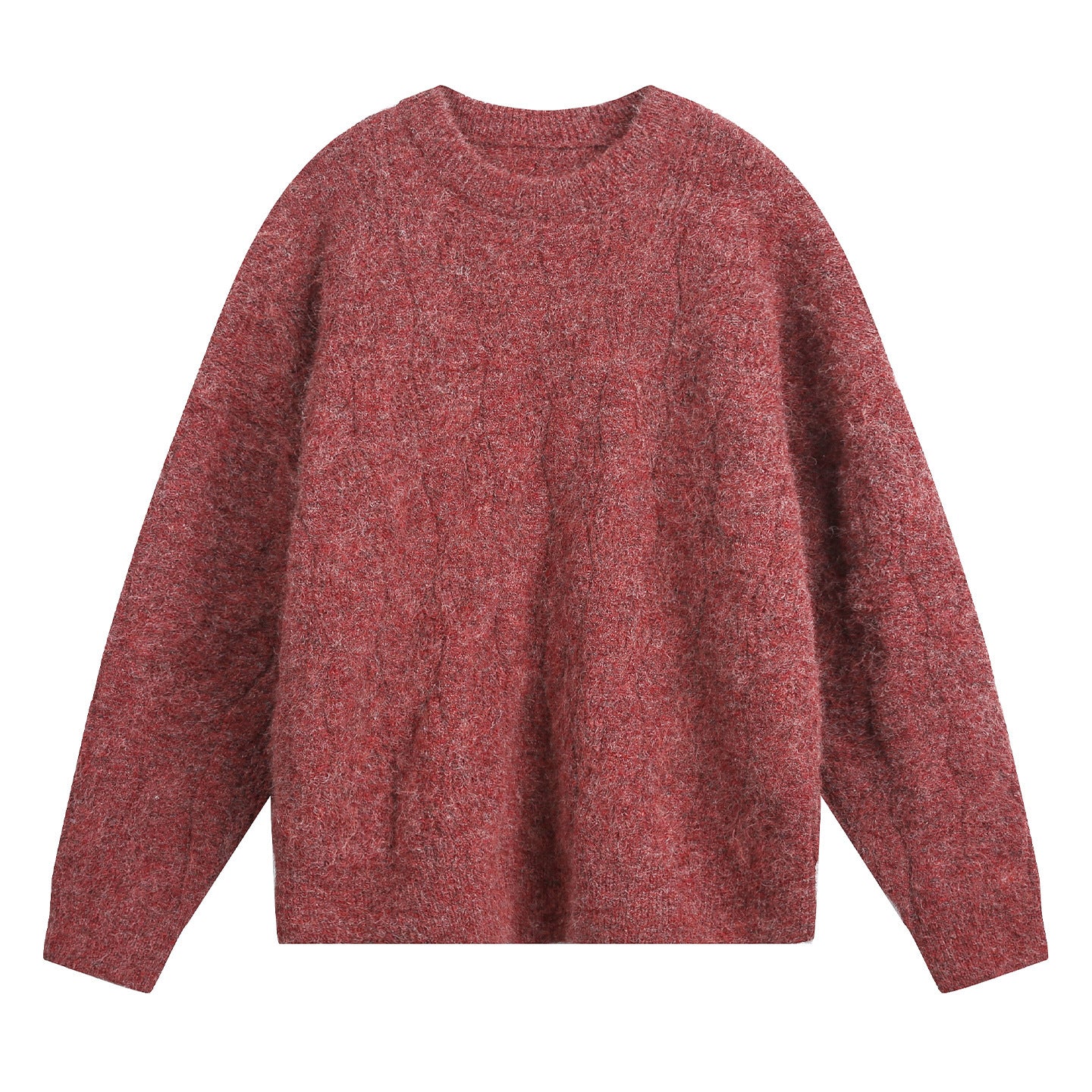 Craftklart Oversized Wool-Blend Knit Jumper – Men's Round Neck Long Sleeve