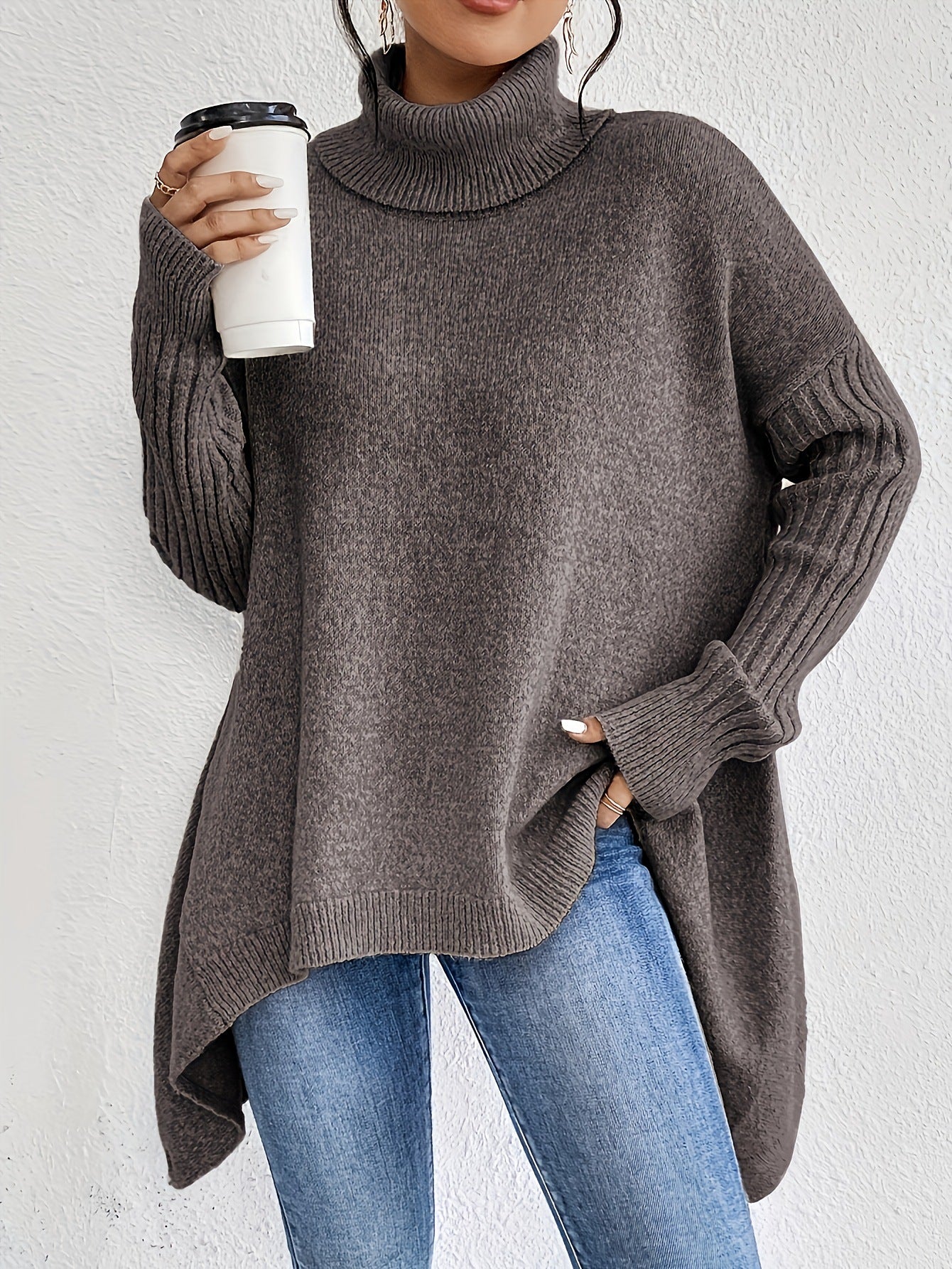 Irregular Turtleneck Sweater