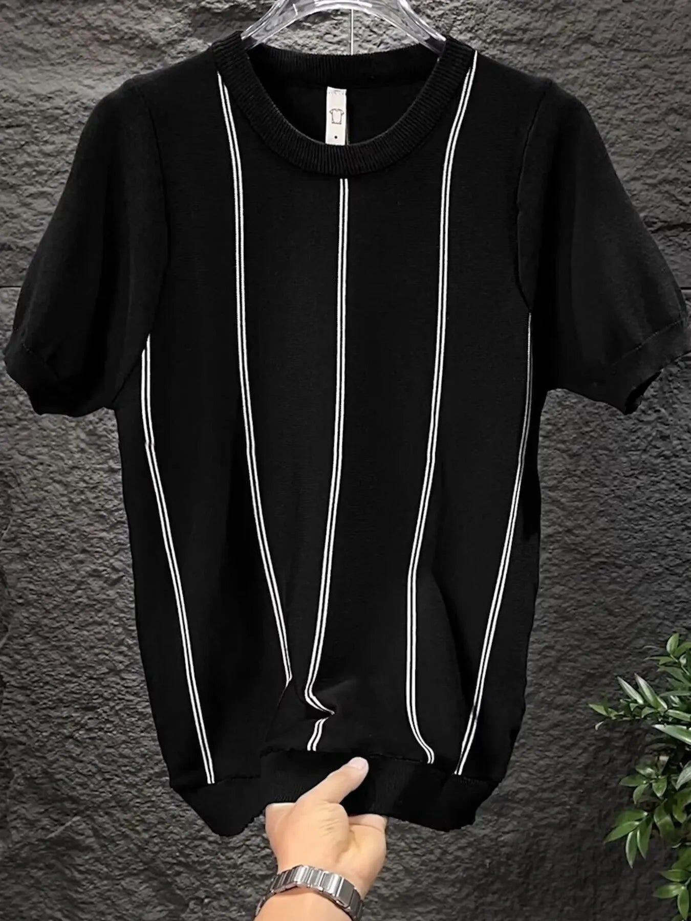 Men's Full Size Striped Short Sleeve T-Shirt Plus Size - Premium Shirt & Tops from Trendsi - Just $21.11! Shop now at Craftklart.store