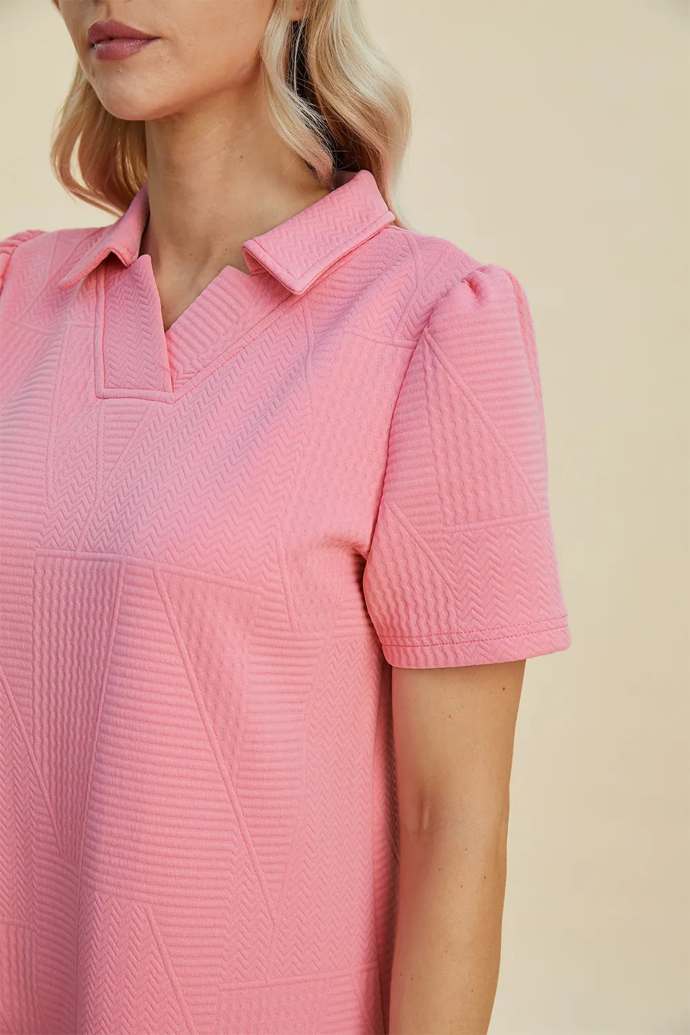 Double Take Full Size Texture Short Sleeve Dress - Premium Dress from Trendsi - Just $22.95! Shop now at Craftklart.store