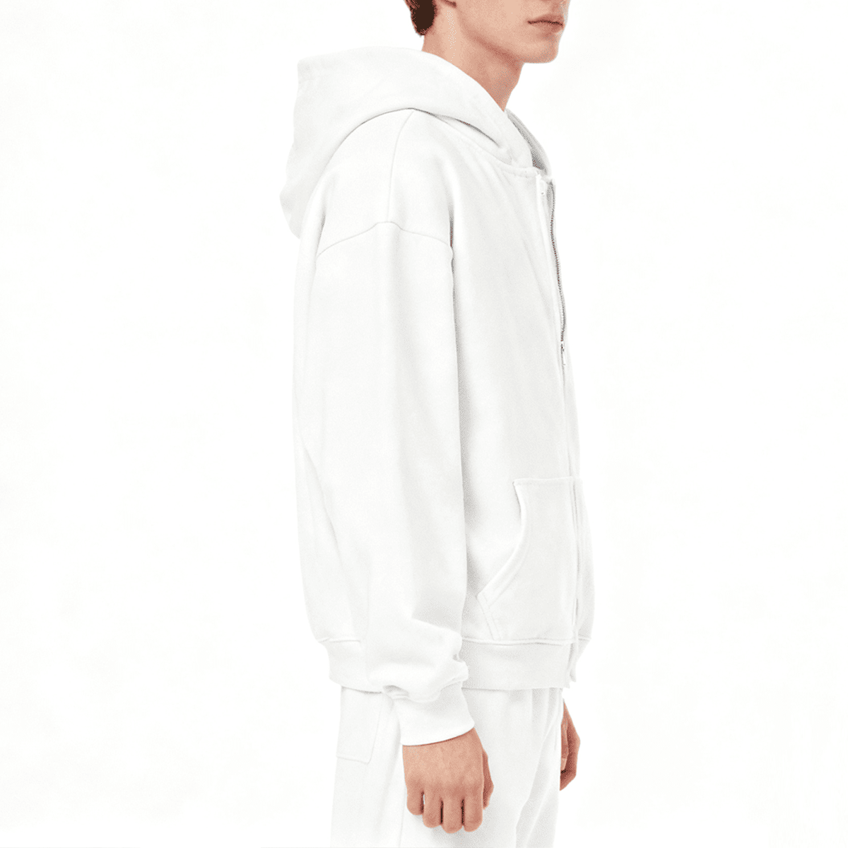 Unisex oversized zip-up hoodie in heavyweight 460GSM fabric, black with front pockets and a drawstring hood, by Urban Fashion & Streetwear.