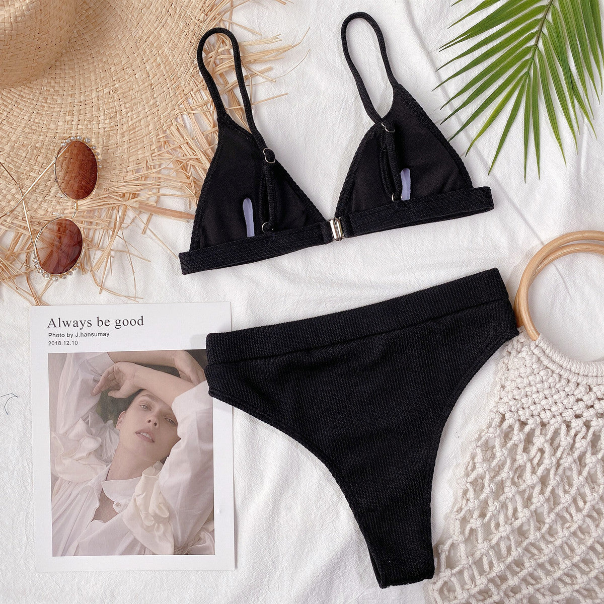 Spaghetti Strap Ribbed Bikini Set - Premium Swimwear from Trendsi - Just $17.89! Shop now at Craftklart.store