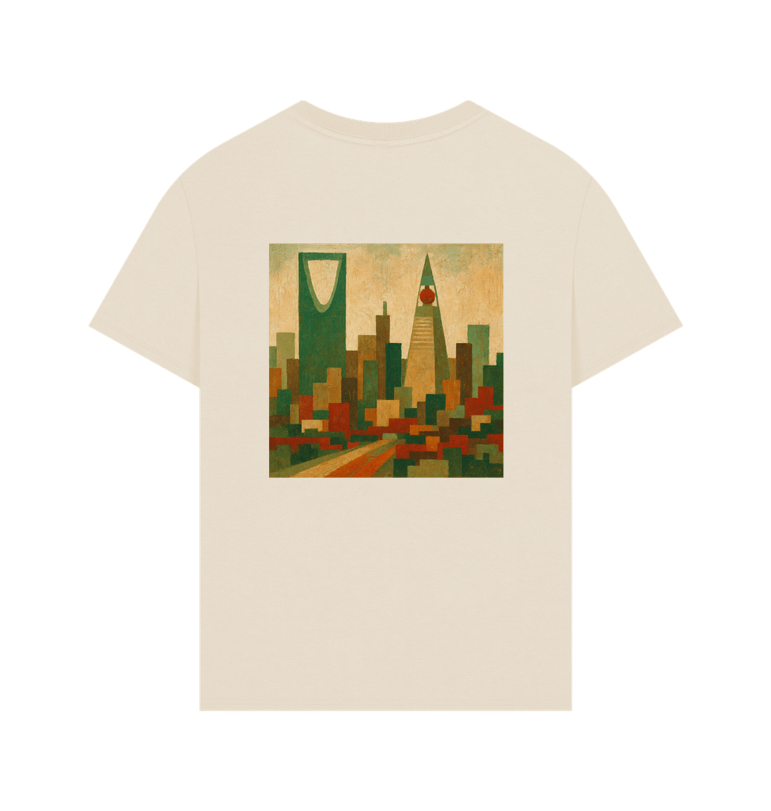 Men’s oversize Organic Cotton T Shirt, Riyadh theme on rear print - Premium T-Shirt from Craftklart.store - Just $33! Shop now at Craftklart.store