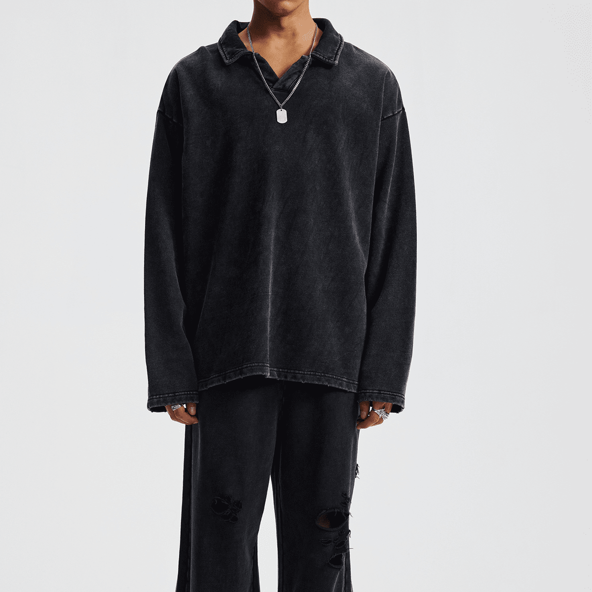 Oversized heavyweight long-sleeve shirt with a collar from Urban Fashion & Streetwear by Craftklart, shown in image 7.png