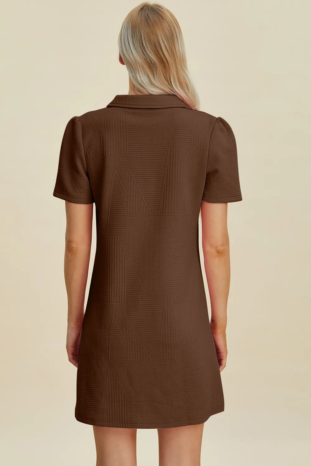 Double Take Full Size Texture Short Sleeve Dress - Premium Dress from Trendsi - Just $22.95! Shop now at Craftklart.store