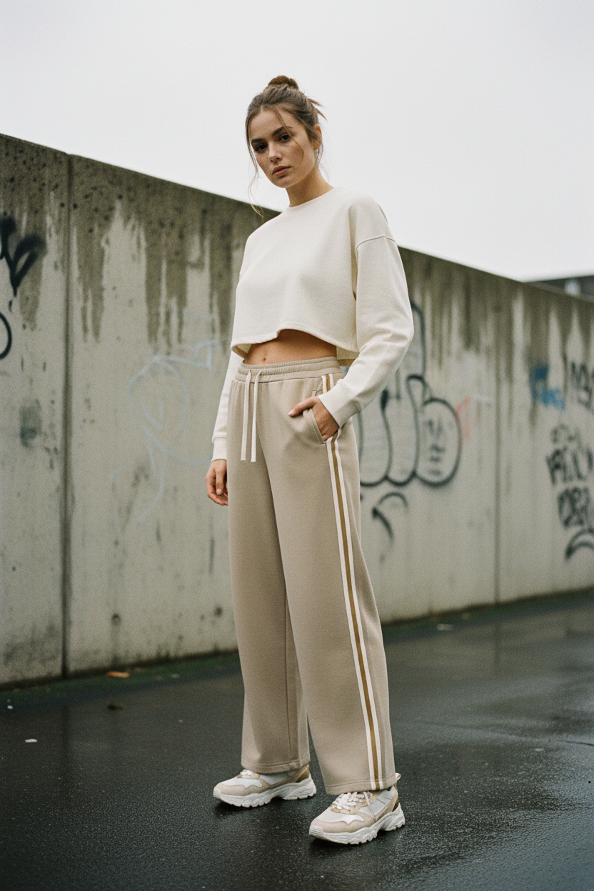 Side-Stripe Straight-Leg Pants