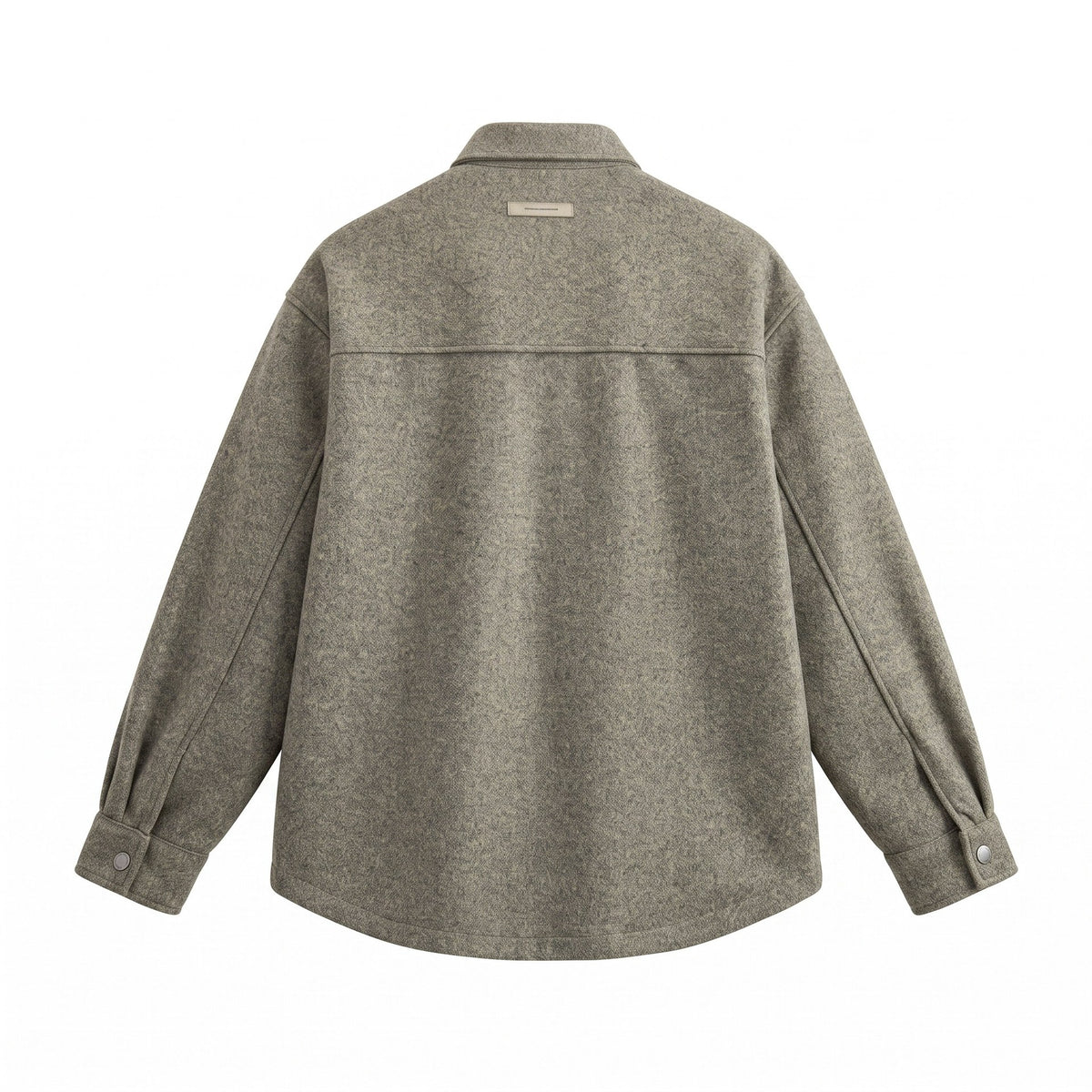 Fleece-Cotton Blended Tweed-Like Notched Lapel Oversized Jacket