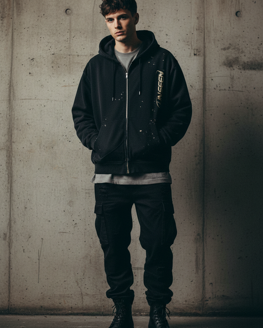Washed Zip Hoodie — Raw Edge Fleece
