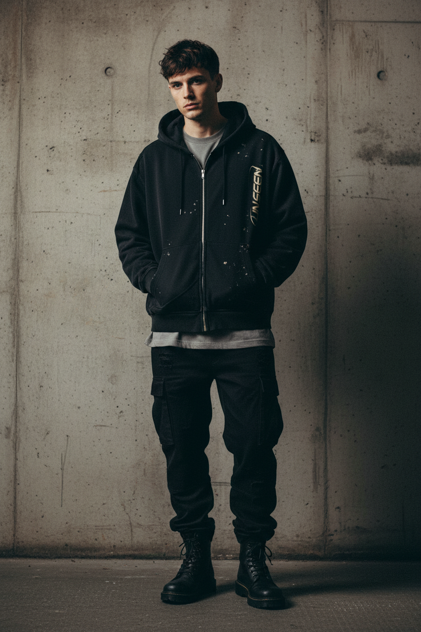 Washed Zip Hoodie — Raw Edge Fleece
