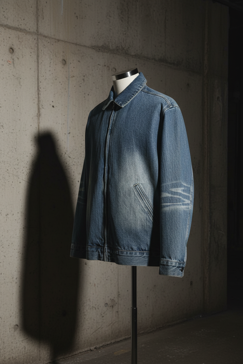 Vintage Wash Zip Up Denim Jacket