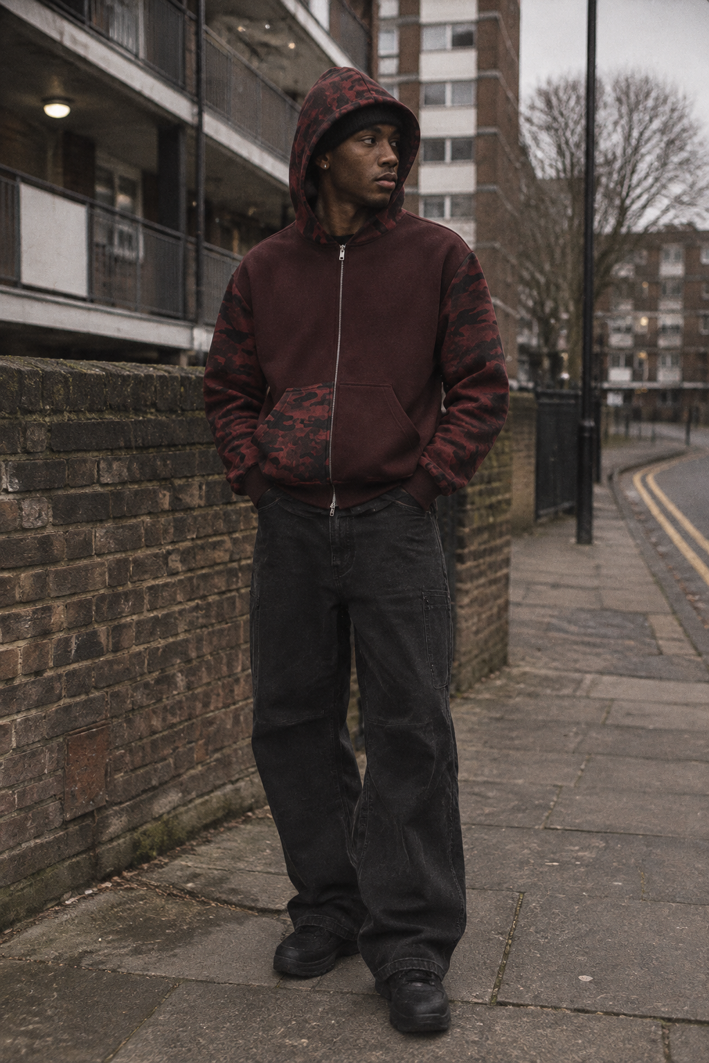 Underground Camo Full Zip Boxy Hoodie