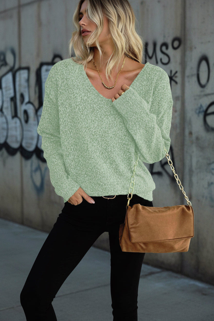V-neck long sleeved sweater