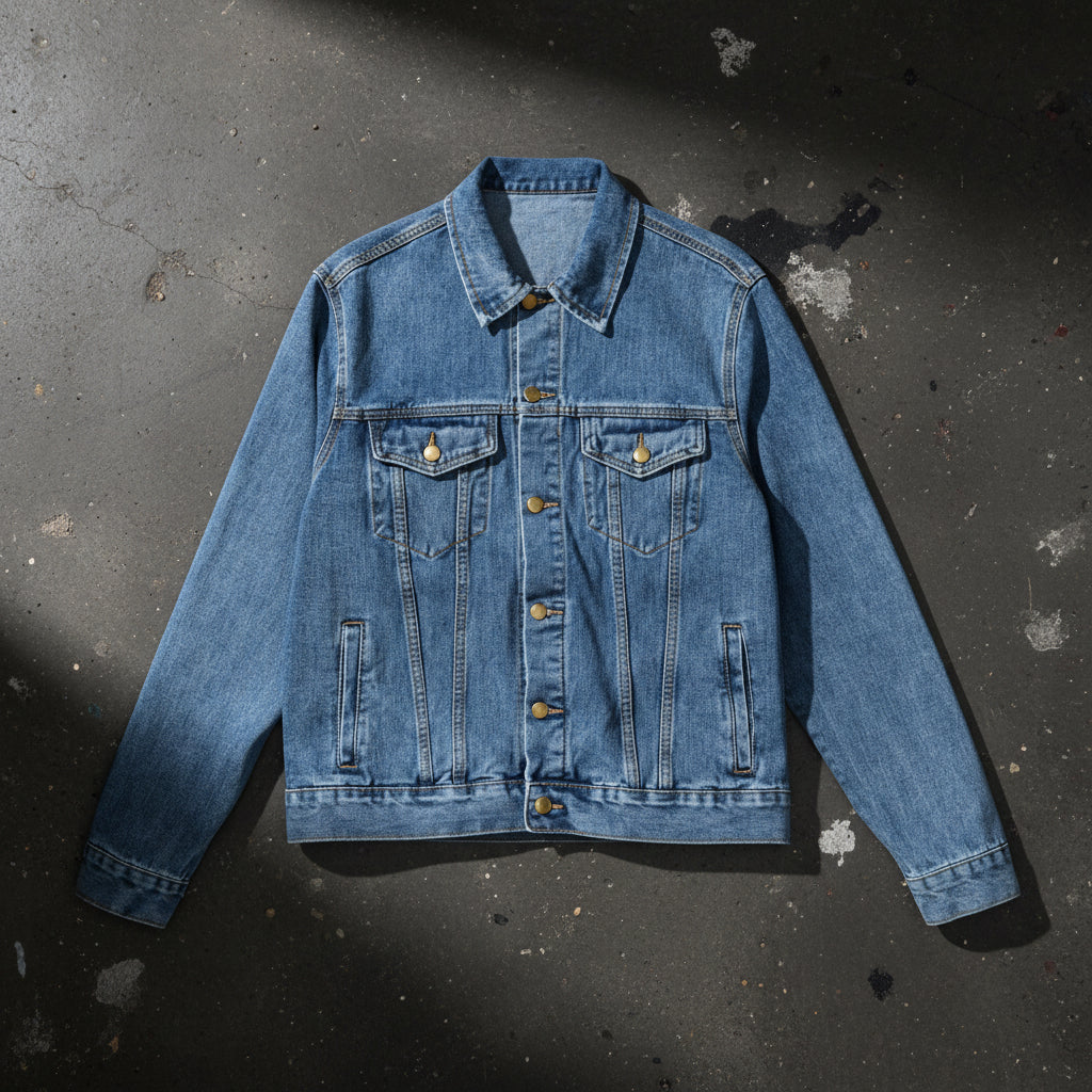 Vintage UK Underground denim jacket with graphic print, stylish streetwear outerwear by Urban Fashion & Streetwear.