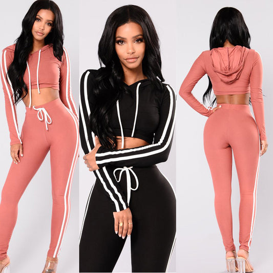 Women’s Tracksuit Crop Top Hoodies Pants Sets - Craftklart.store