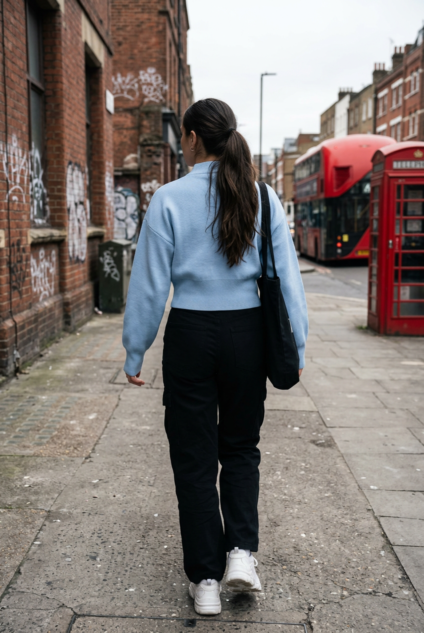 ODMPOD Stillform mock neck zip cardigan, featuring a fitted design with a front zipper and long sleeves in a soft knit fabric.