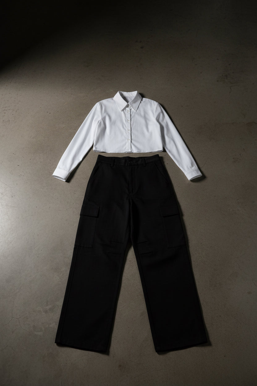 Polo Collar Long Sleeve Shirt — Clean Minimal Streetwear