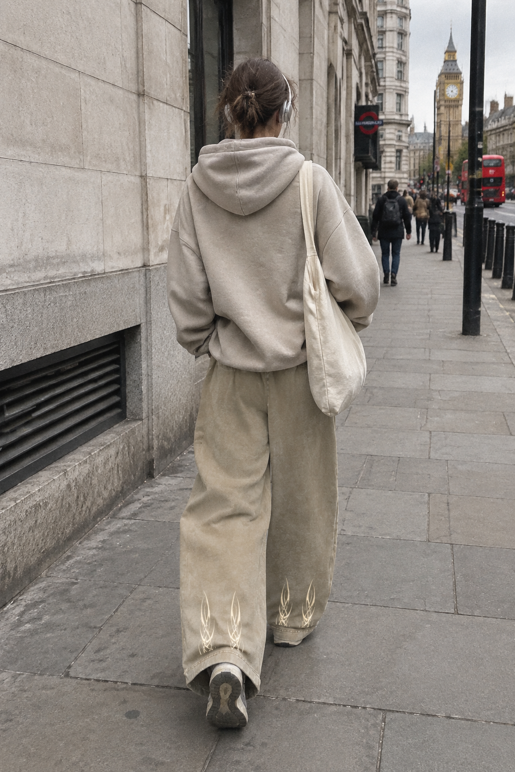 ODMPOD Craftklart Mineral Wash Barrel Pants showing relaxed fit, durable fabric, and classic design in a neutral color.