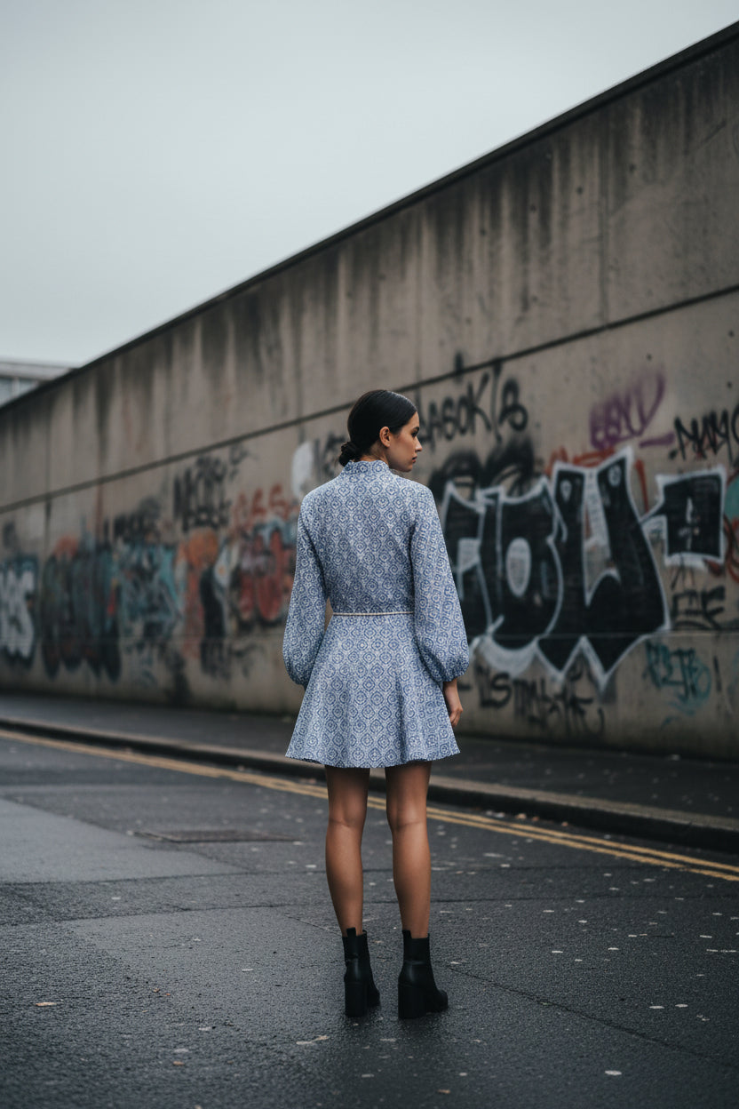 Loose Lapel Shirt Dress – Rope Belt Mini
