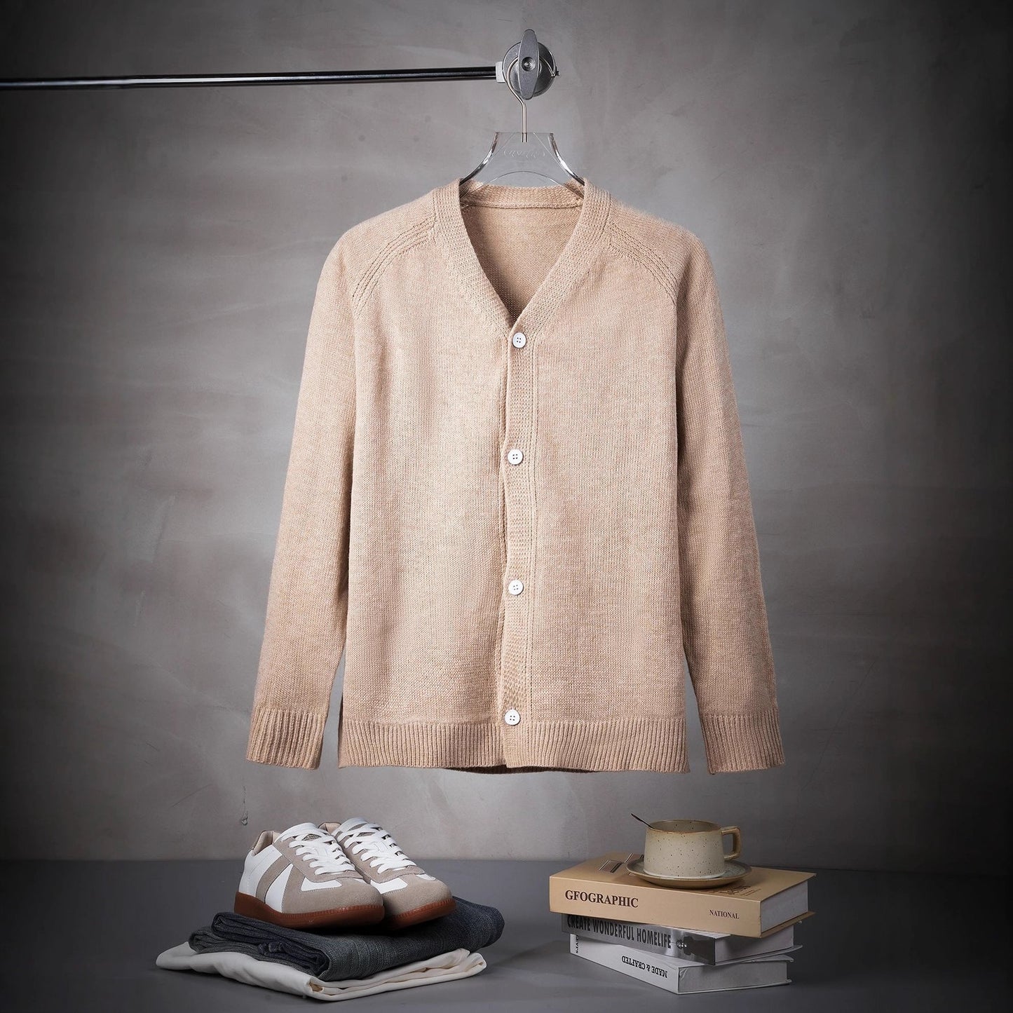 Classic V-Neck Button Up Knit Cardigan