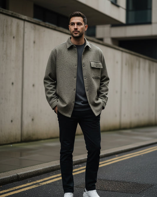 Craftklart Oversized Notched Lapel Jacket — Fleece Tweed Blend